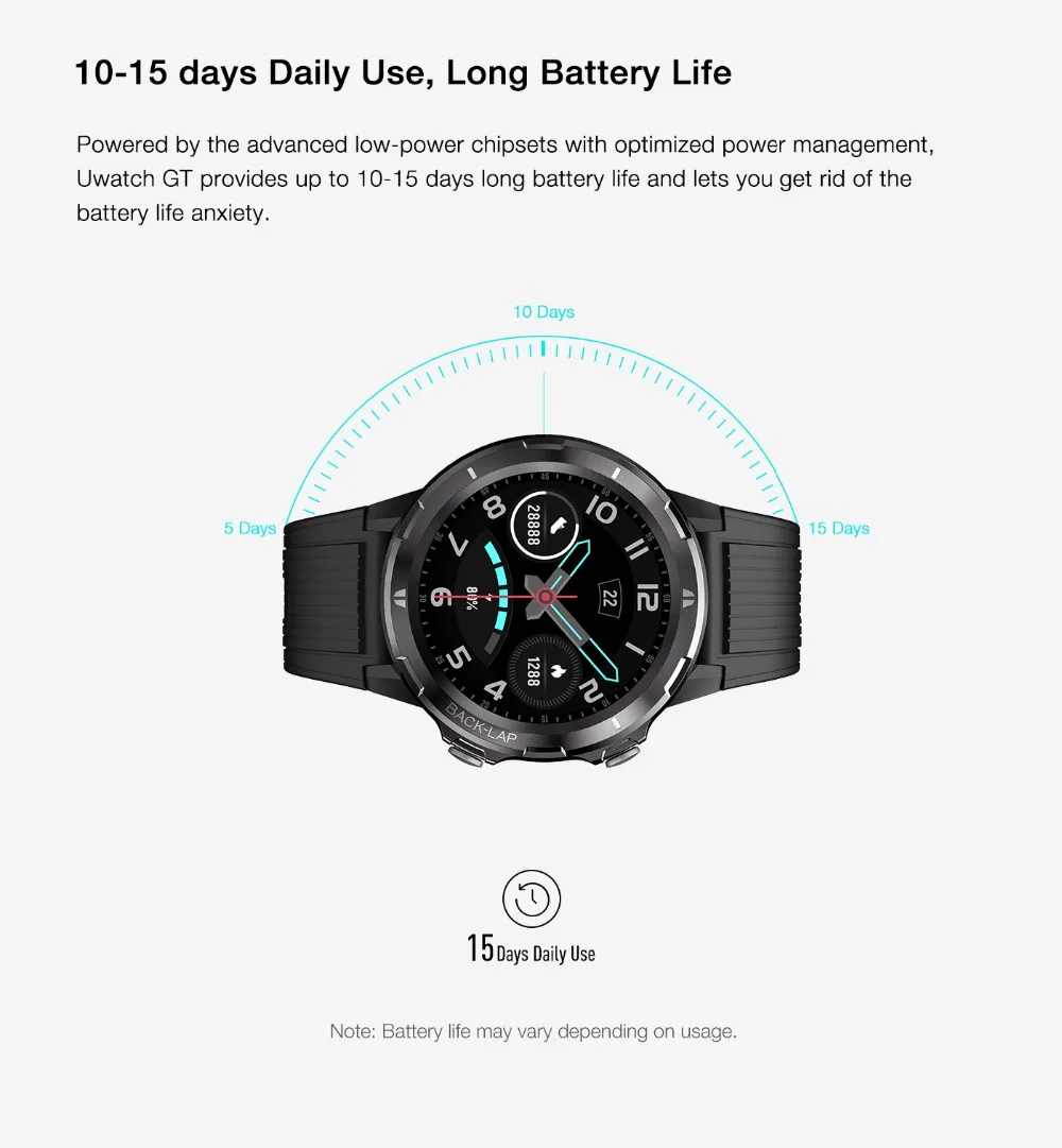Uwatch GT Смарт часы 5ATM водонепроницаемые плавательные умные часы 10 дней батарея наручные часы пульсометр для Xiaomi IOS Телефон