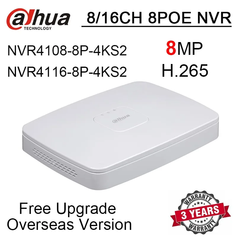 dahua NVR4108-8P-4KS2 NVR4116-8P-4KS2 8CH 16CH 8 PoE порт 1U Lite NVR 8 poe порт сетевой видеорегистратор
