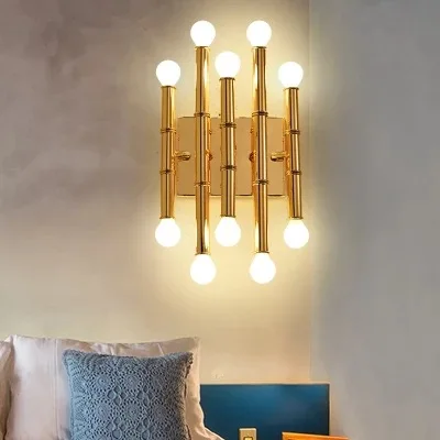 

American Simple Bamboo Wall Lamp Personality Postmodern Living Room Bedroom Bedside Lamp Bar Corridor Study Wall Lamp