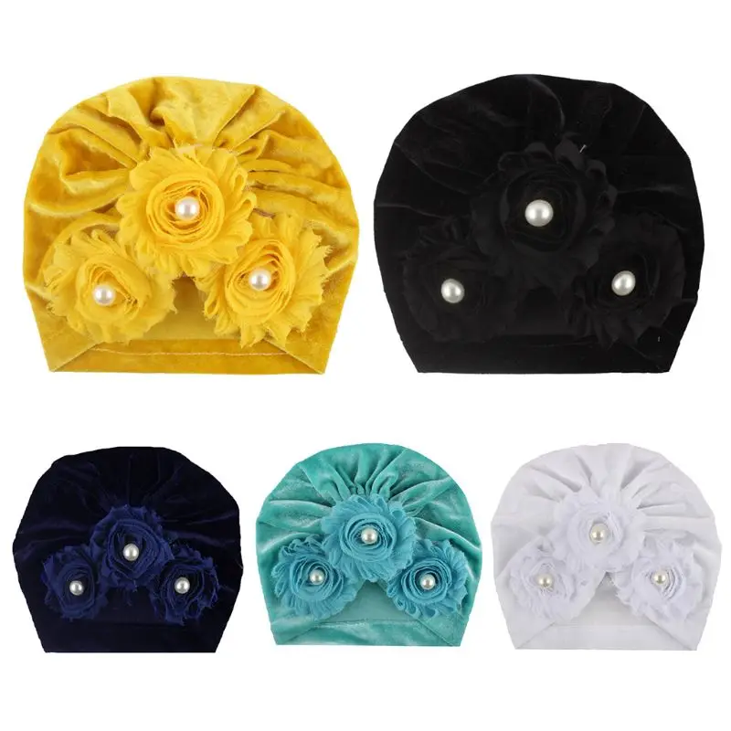 Cute Children Hat Solid Color Gold Velvet Sun Flower Cap Children Pullover Hats Kids Baby Headgear Hats