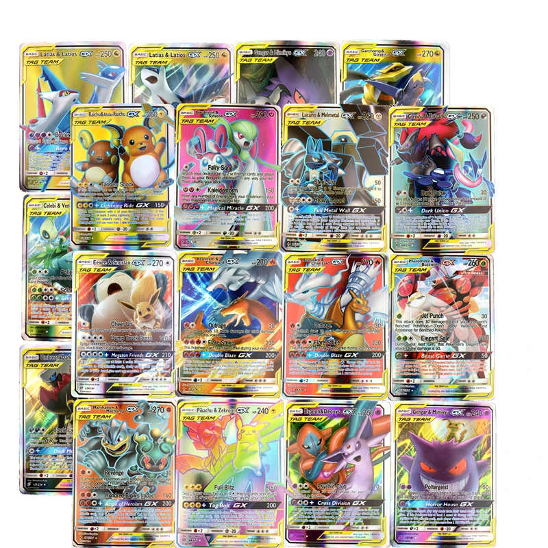 200 шт GX Мега Сияющие карты игры Pokemones битва карт торговые игра детская