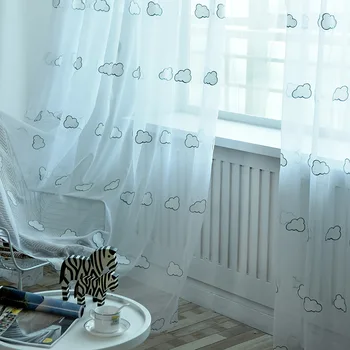

Cartoon white Clouds Embroidered Tulle Children Curtains for Kids Bedroom Window Treatments Curtains for Living Room S403&40