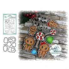 

Cute Gingerbread Man Metal Cutting Dies and Clear Stamps for Scrapbooking Seal Craft Stencil Card Make Album Sheet Die Cut Mold