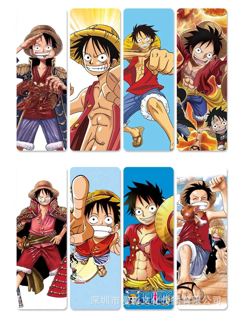 10 компл./лот Аниме ONE PIECE закладки для книг Луффи Зоро Нами и Чоппер Усопп с изображениями героев мультфильмов, модная одежда книжная Обложка из ПВХ mark офисные школьные принадлежности подарок