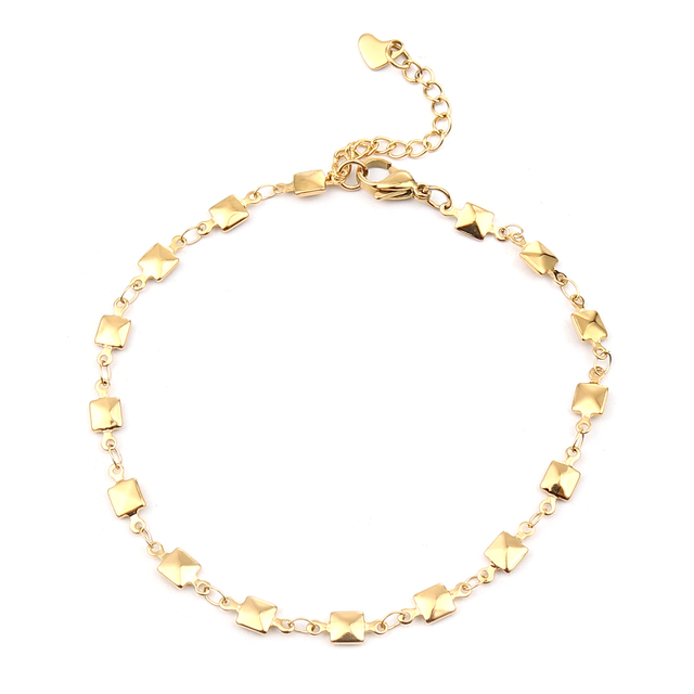 Hot 304 Stainless Steel Anklet For Women Men Jewelry Silver Color Gold Color Flower Heart Connector Charms Wholesale Supply