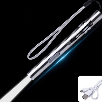 

Outdoor Led Double Bead Rechargeable Stainless Steel Lighting Pen USB Charging Mini Electric Torch Portable Pocket Ultra Bright