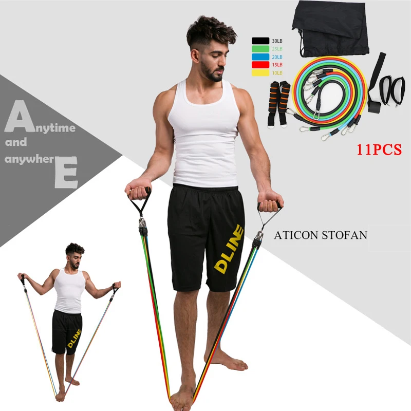 

11pcs/set Fitness Bands Pull Rope Fitness Exercises Resistance Bands Latex Tubes Pedal Excerciser Body Training Workout Yoga
