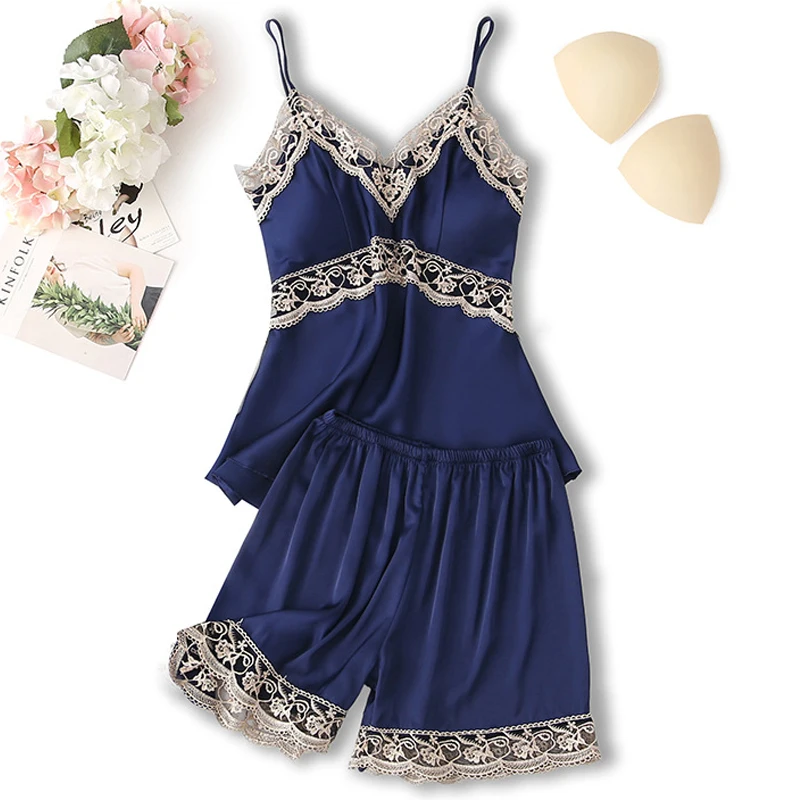 Women's Suit Sleepwear Summer V Neck Sexy Pyjamas Women Spaghetti Strap Pijama Shorts Female Pajamas 2021 Fashion Girl Nightie