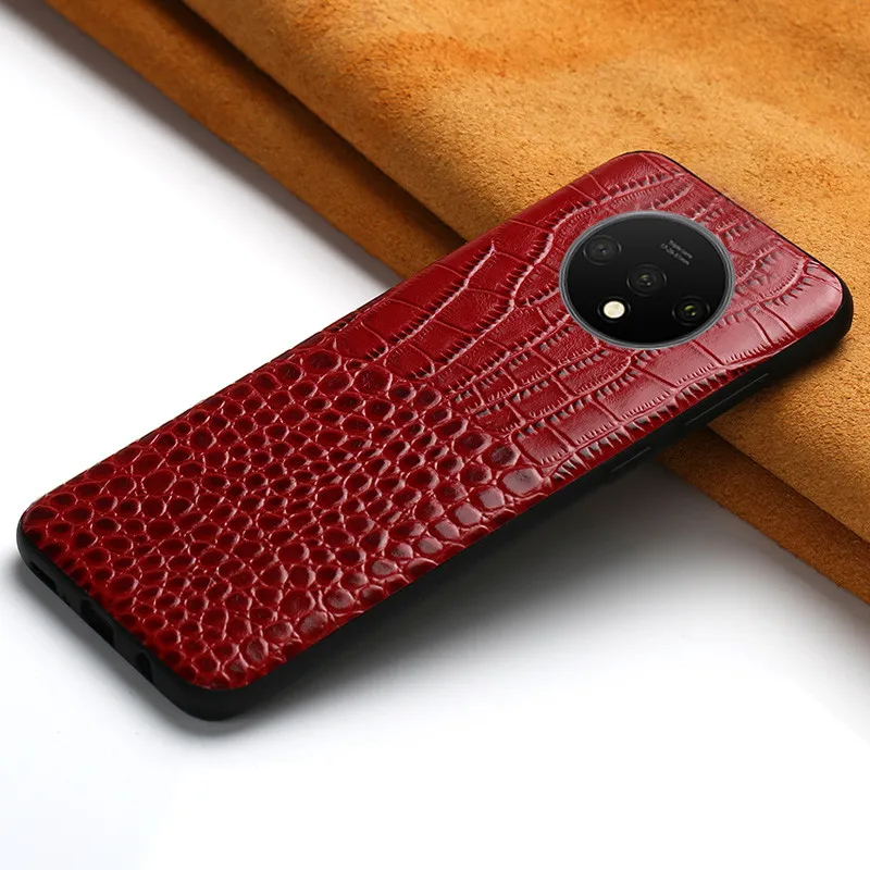 Красный Роскошный чехол из натуральной кожи для oneplus 7T 7TPro 6 6T противоударный защитный чехол 360 для oneplus 7t pro аксессуары чехол s - Цвет: Красный