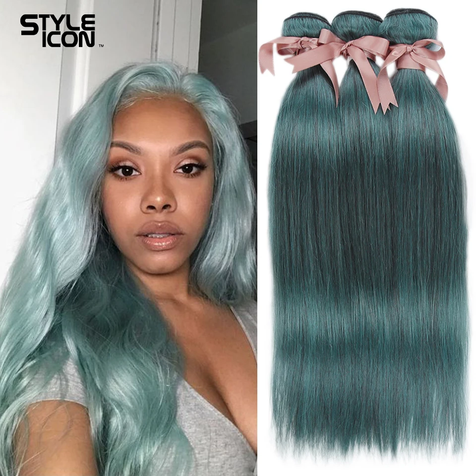 Styleicon синие человеческие волосы шелковые прямые пряди 26 дюймов 100% Реми бразильские плетение 1/3/4 волос|Пряди