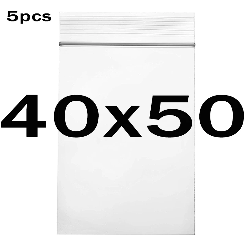 Thick 5pcs40x50cm Высококачественные прозрачные толстые сумки с замком-молнией, прозрачные пакеты с застежкой-молнией, пищевая посылка, сумка для хранения, пластиковые толстые маленькие упаковки ювелирных изделий, сумки на молнии - Цвет: Thick 5pcs40x50cm