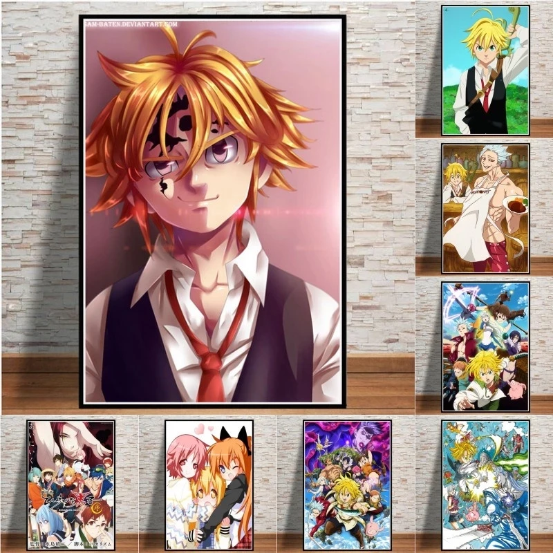 Saint seiya saiki os sete pecados mortais anime japonês arte da parede  poster imprime pintura em tela imagem decoração sala de estar unframe -  AliExpress