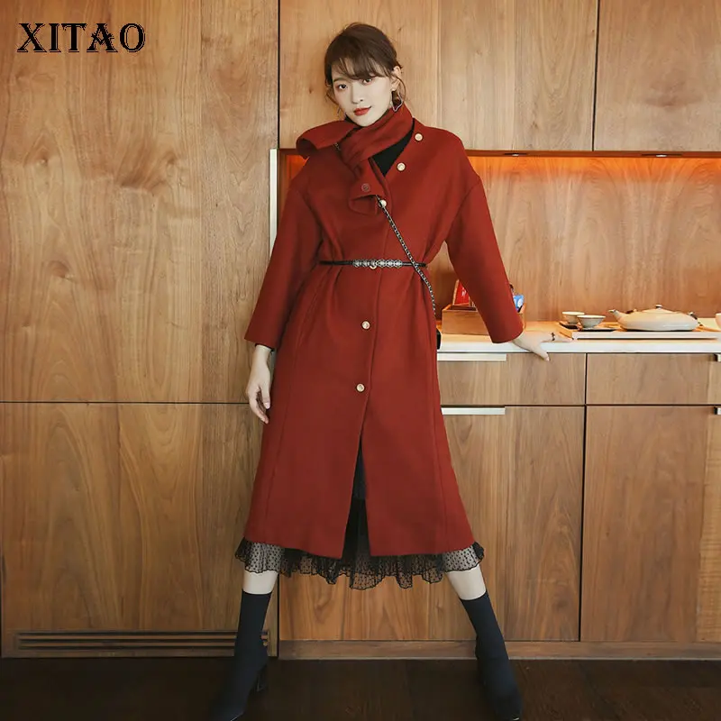 XITAO, Ретро стиль, длинное женское пальто, модная новинка, зимнее, с одним нагрудным карманом, элегантное, маленькое, свежее, миноритарное, Свободное пальто, DMY1592