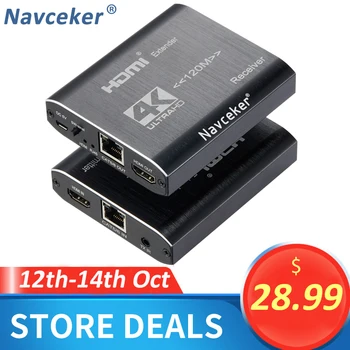 

Navceker 120m HDMI Extender 4K IR Transmitter HDMI Extender RJ45 with Loop Out Cascade HDMI Extender Over Cat6 For PS4 Monitor