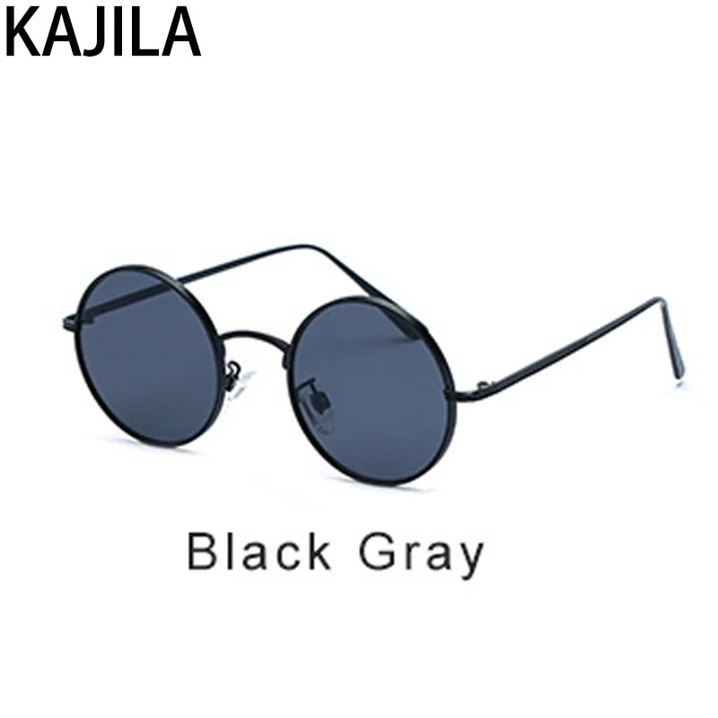Black Gray Стимпанк Круглые Солнцезащитные очки Мужские Роскошные брендовые дизайнерские ретро градиентные солнцезащитные очки для женщин UV400 oculos de sol masculino 7048 - Цвет линз: Black Gray