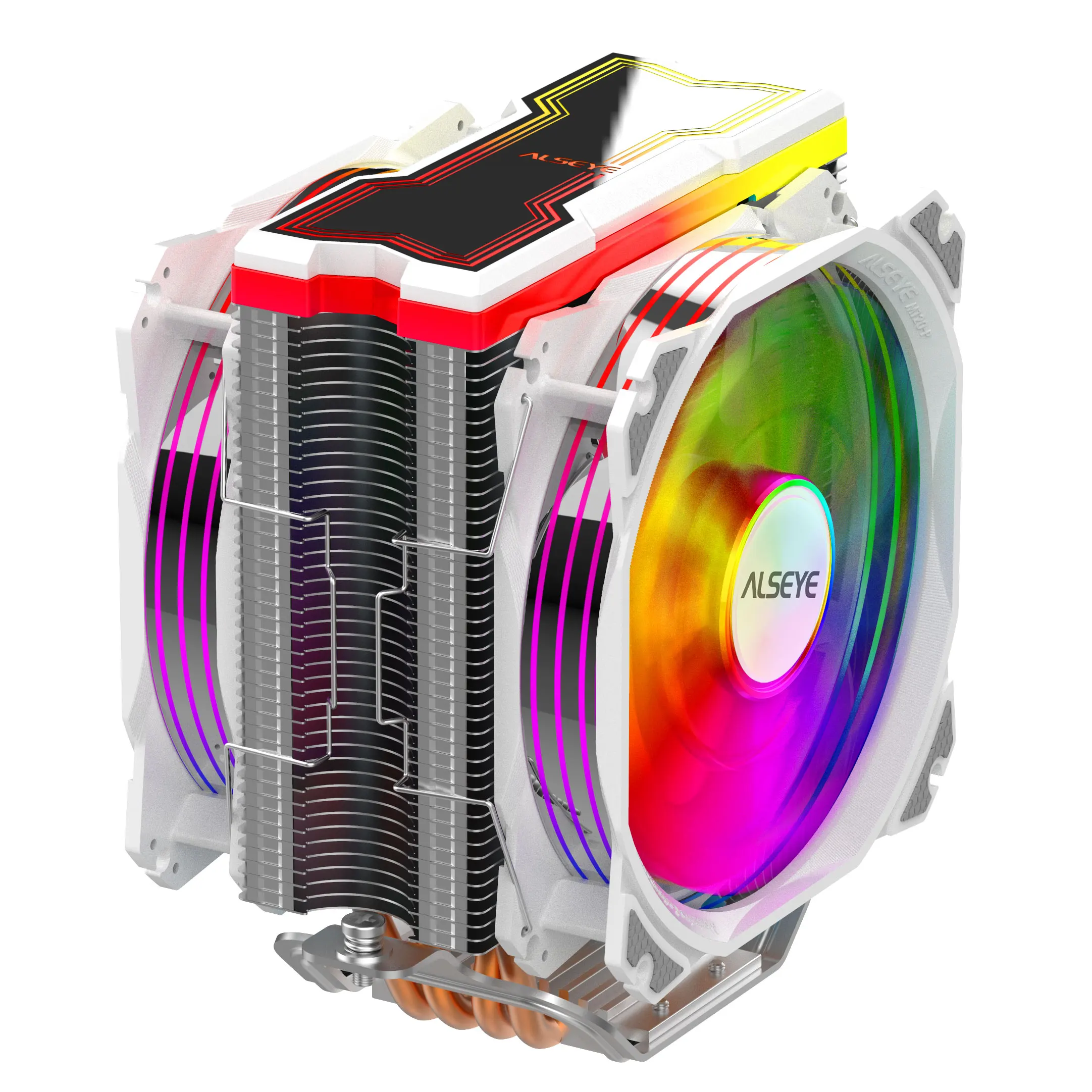 Alseye Cooler Ajustável Rgb Iluminação 120mm Pwm 4 Pinos Suporte 5v-3pin Aura - Fusão Calor-tubo Lga1200 M120d Cpu - Imagem 3