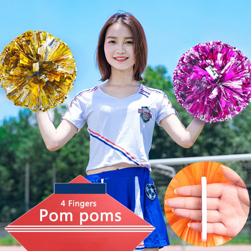 2PCS Majorettes Girl Cheering Dance Decorator Cheerleading Pompoms Cheerleading Pom Poms Cheer Pom Plastic Handles