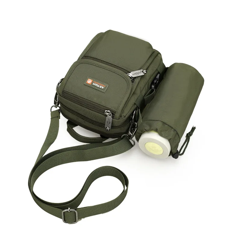 

Men Lightweight Waterproof Nylon Casual Portable Cup Sleeve Shoulder Bag Large-Volume Business Hand Shoulder Bag