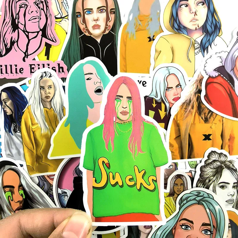 50 шт./компл. Американский Billie Eilish классический певица наклейки для игрушка мотоцикл скейтборд компьютер для велосипеда Творческий Стикеры для альбомов