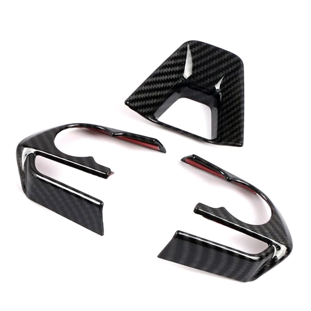 

JEAZEA 3Pcs Carbon Fiber ABS Steering Wheel Cover Frame Trim Decoration Fit For Toyota RAV4 2019 2020 LHD Car Accessories