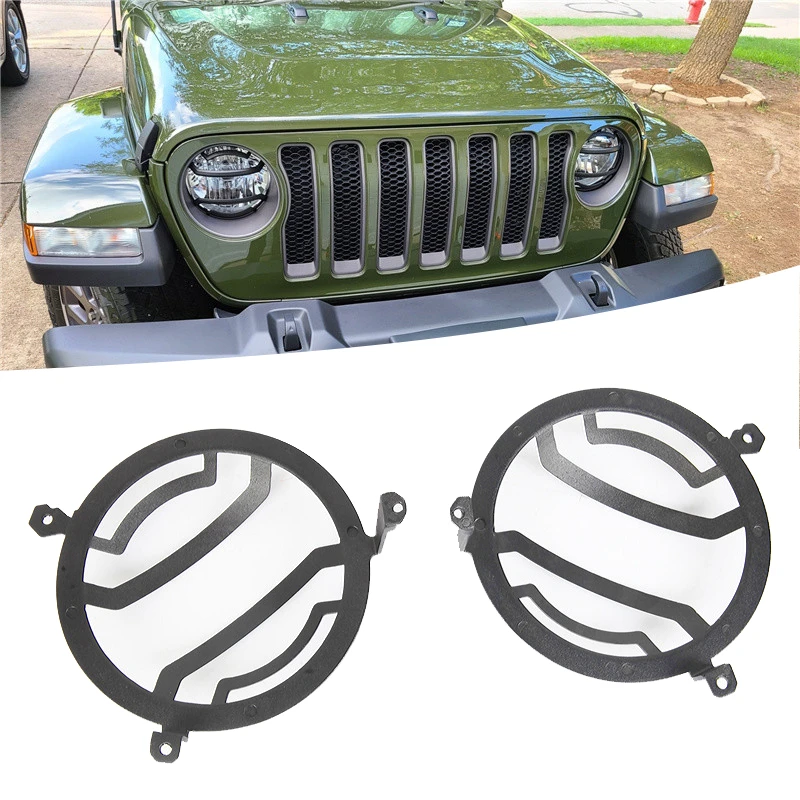 Car Decoration External Accessories For Jeep Wrangler Jl Gladiator Jt 2018  2019 2020 2021 2022 Black Headlight Guards Light Lamp - Lamp Hoods -  AliExpress