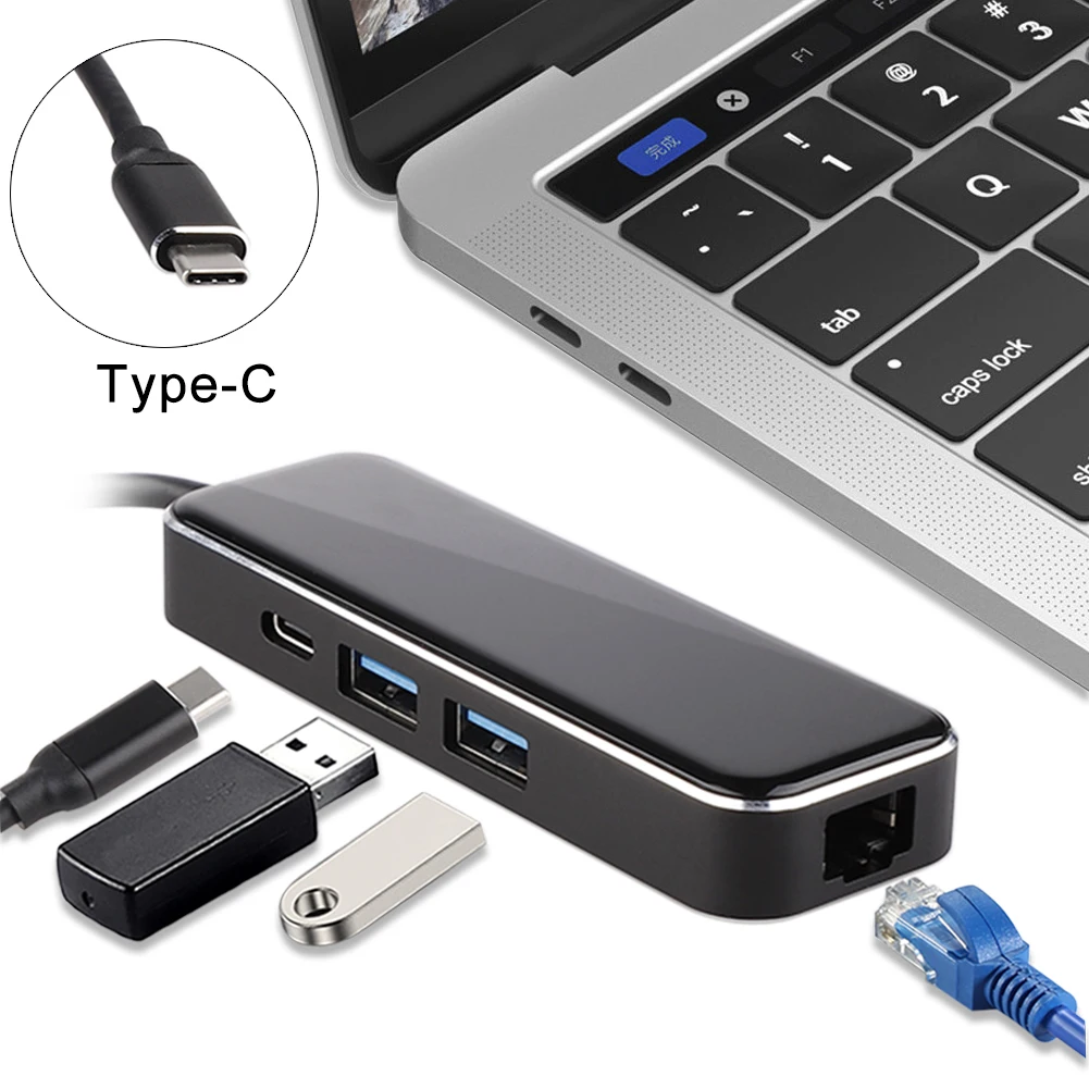 USB Type C HUB to PD RJ 45 Multi USB 3.0 Power Adapter Black Computer Peripherals USB Hub for MacBook Samsung