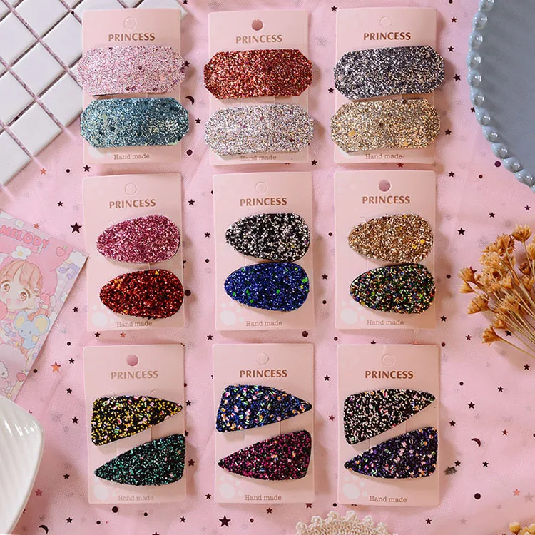 

2 PCS/Set Women Girls Sweet Sequin Hairpins Geometric Drop-shape Triangle Hair Clips Barrettes BB Clip Fashion Hair Accessories