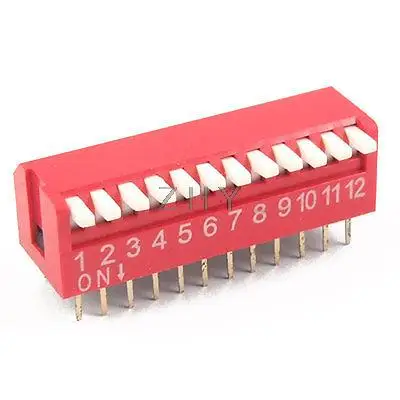 

10 Pcs 2.54mm Pitch 12 Position Piano Type DIP Switch Red Ymfom