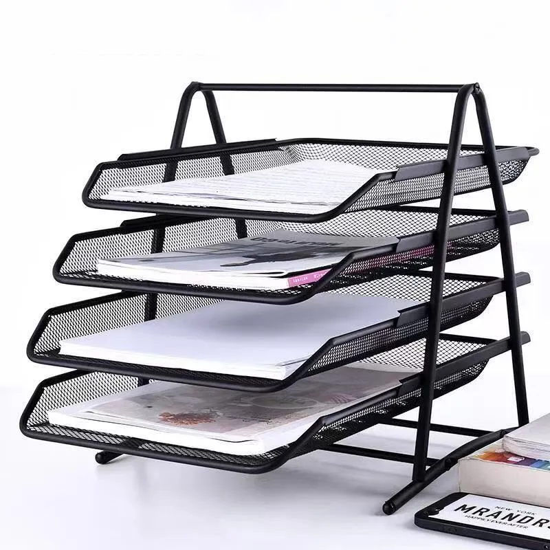 High Quality Office Filing Trays Holder A4 Document Letter Paper Wire Mesh Storage Organizer Metal Wire Storage Holder