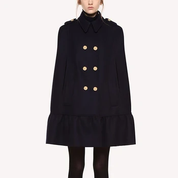 

Autumn Winter 2019 High Quality Women's Clothing Elegant Double Breasted Long Sleeve Blends Outerwear Coat Vintage Female Blends