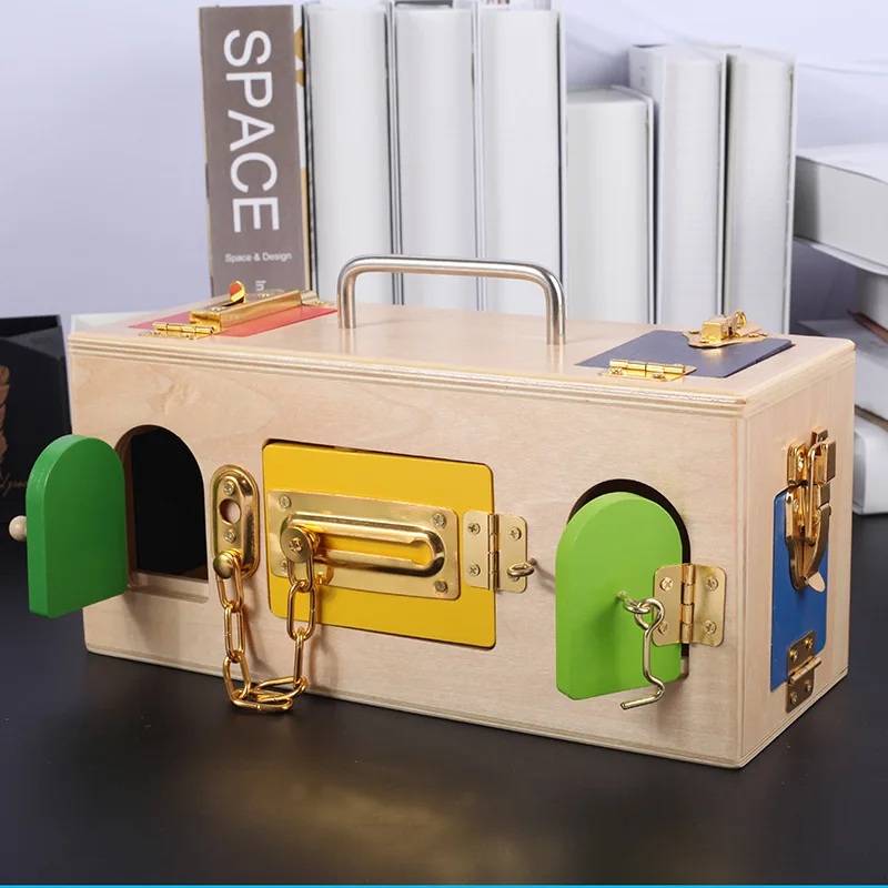 

Wooden Montessori Lock Box Teaching Aids Learning Unlocking Practice Key Lock Box Montessori Children Early Childhood Educationa