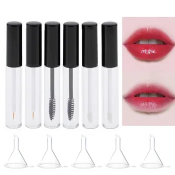 

2PCS 4ml Refillable Empty Lip Gloss Bottle + 2PCS Eyeliner Container + 2PCS Mascara Tube + 5PCS Funnel for Travel Trip Daily Use