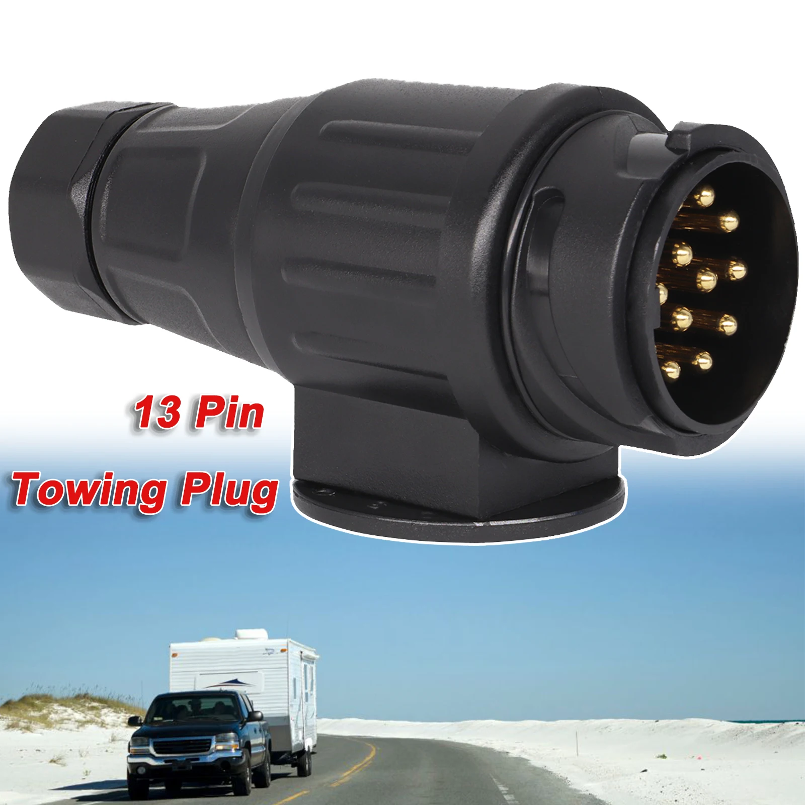 12V 13 Pin Trailer Plug Durable 13 Pole Electrical Caravan Wiring Connector Towing Bar Socket Adapter Car Truck RV Accessories durable new cigarette lighter plugs connector set socket w fuses 10a 12v 24v 5pcs accessories indicator kit