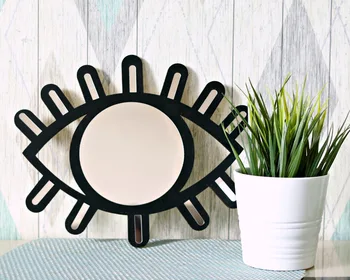 

Eyes Wall Mirror Nordic Style Wooden Eye Shape Wall Decoration Mirror Explosion Room Decoration Bohemian Style Home Design