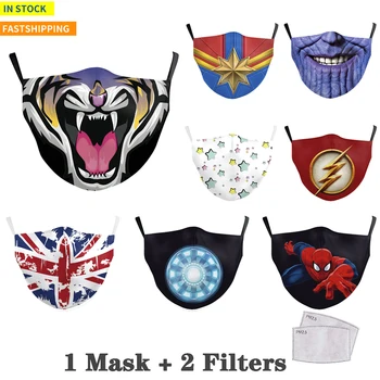 

Mouth Mask Reusable Protective Pm2.5 Filter Cartoon Mask Pollution Face Mask Adult Facemask Cotton Printed with Filter Anti Mask