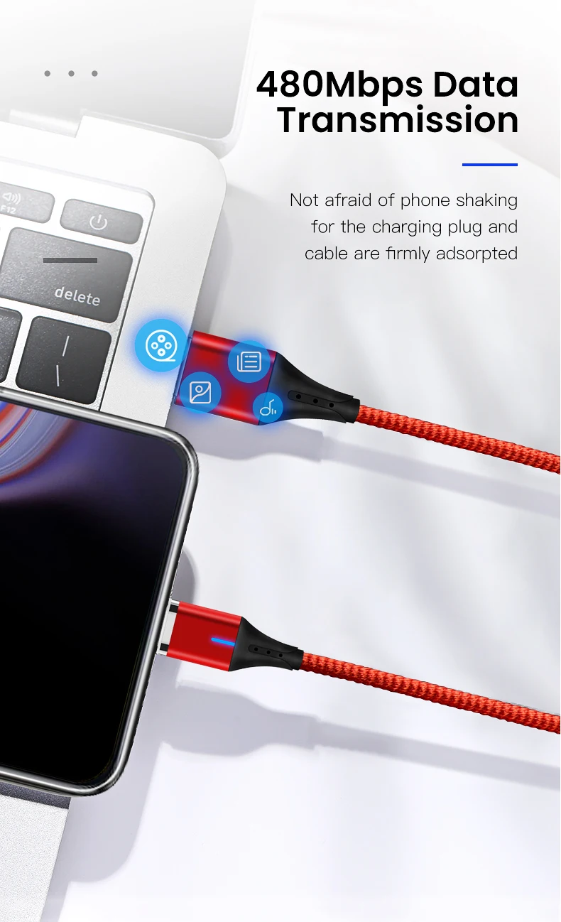 IONCT 3A Быстрая зарядка USB-C Магнитный кабель для Xiaomi 5 samsung Android мобильный телефон шнур провод магнит Зарядное устройство usb Тип C кабель