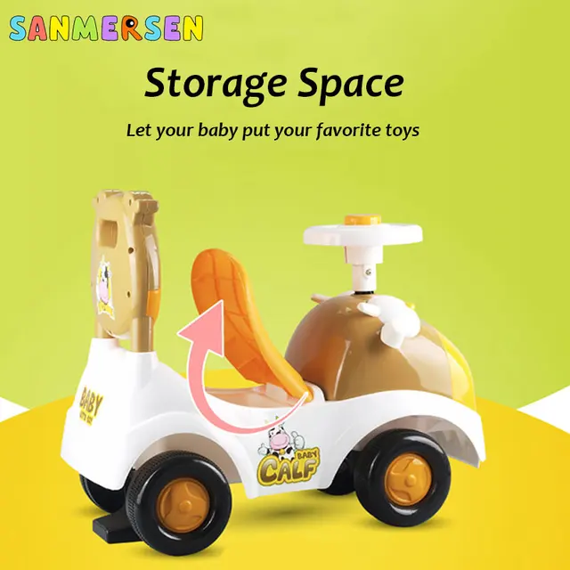 Baby Balance Bike Walker Cartoon Music Kids Ride on Toys 1-3years Children for Learning Walk Scooter Four-wheeled Vehicle 5