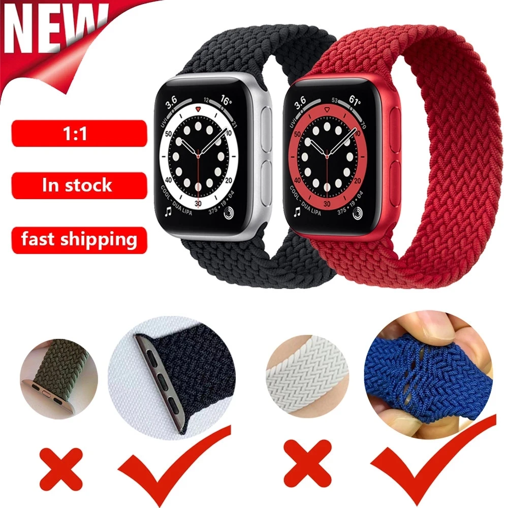 

Braided Solo Loop Strap for Apple Watch 6 5 4 SE 44mm 40mm Nylon Straps for IWatch Serie 6 5 4 38mm 42mm Bracelet Bands In Stock