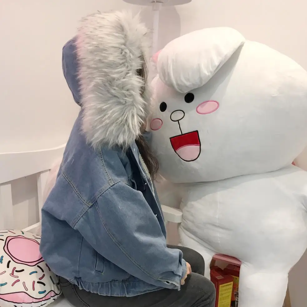 

New Style WOMEN'S Dress Korean-style And rong da Fur Collar Jeans Coat Women's Loose-Fit Short Thick Lamb's Wool Cotton Coat