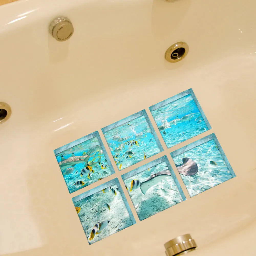 6 шт./компл. подводный мир Ванна наклейка для протектора безопасности