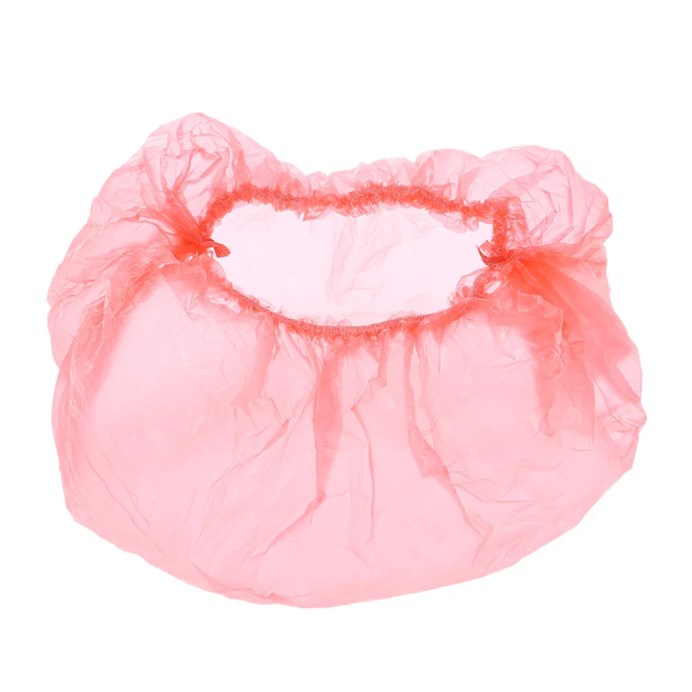 

100Pcs Disposable Salon Hair Cap Net Waterproof Head Cover Hat Plastic Shower Cap Elastic Hat for Eyelash Medical Facilities