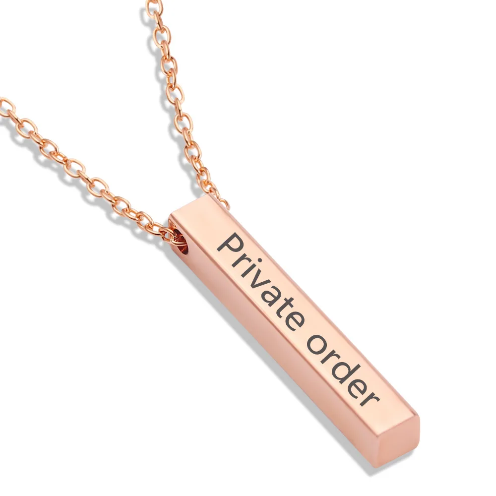 

Private 304 Stainless Steel Three-dimensional Rod Lettering Necklace Simple Fashion WOMEN'S Square Necklace Pendant