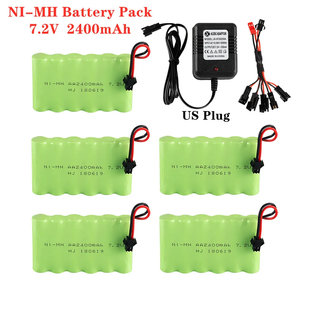 

AA 2400mah 7.2v NIMH Rechargeable Battery And Charger Pack For RC Car Model Ship Battery Power Diy Model Making Accessories Boat