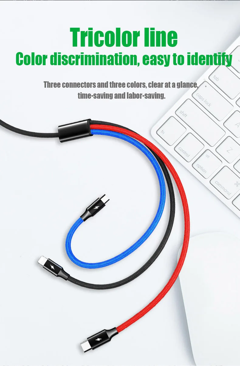 Кабель для мобильного телефона 3 в 1 Micro USB кабель usb type C кабель для зарядки IOS USB шнур