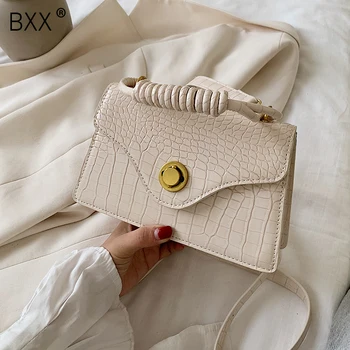 

[BXX] Stone Pattern Solid Color PU Leather Crossbody Bags For Women 2020 Summer Elegant Shoulder Handbags and Purses Totes HN252