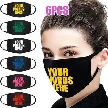 

6PC Adult Protective Face Covering Reusable Washable Breathable Soft Mask face mask with words design