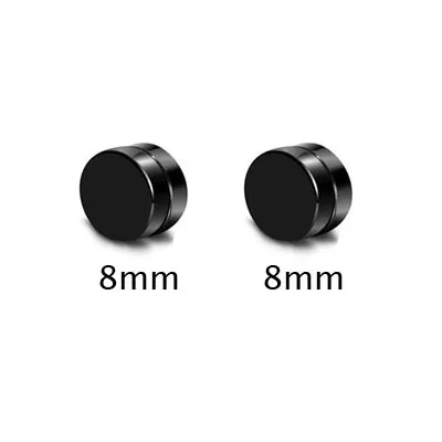 8mm Black pair 2 шт./лот 6/8/10 мм горячая двойная сторона черный магнит круглые серьги-гвоздики Нержавеющая сталь Для мужчин магнитное пуссеты - Окраска металла: 8mm Black pair