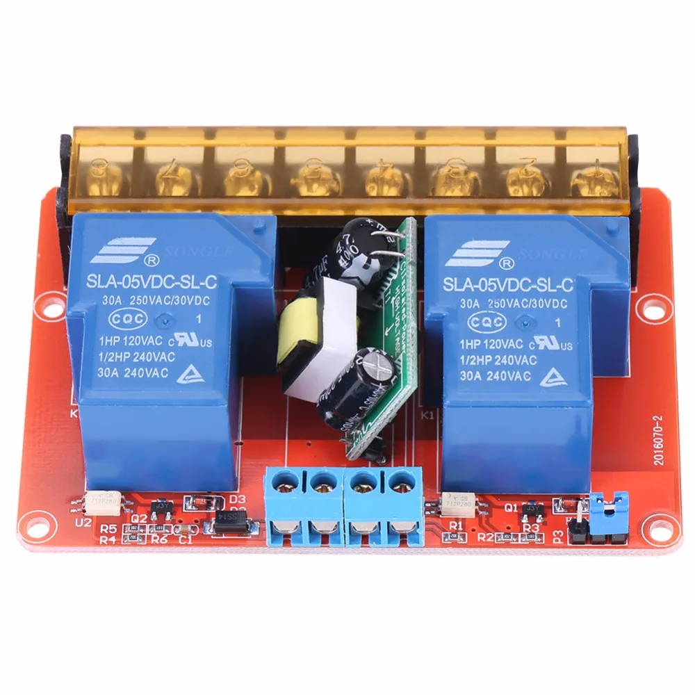 

2-Channel Relay Module AC100V-250V 30A High Power 2-Channel Relay DC5V High-low Level Trigger Switch Module