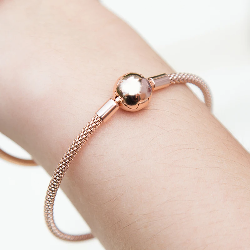 LISM [ ] зима стиль мгновенный блеск розовое золото Леди Мода подарок 925 Серебро DIY оригинальные ювелирные изделия