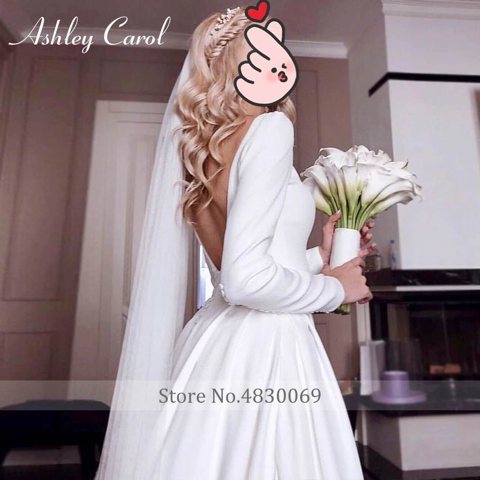 Свадебное атласное платье с длинным рукавом Ashley Carol 2020 Vestido De Noiva сексуальное